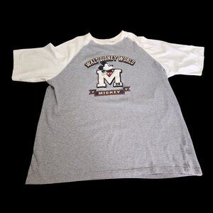 Walt Disney World Mickey Mouse Maternity Baseball Tee Large - Gray & White